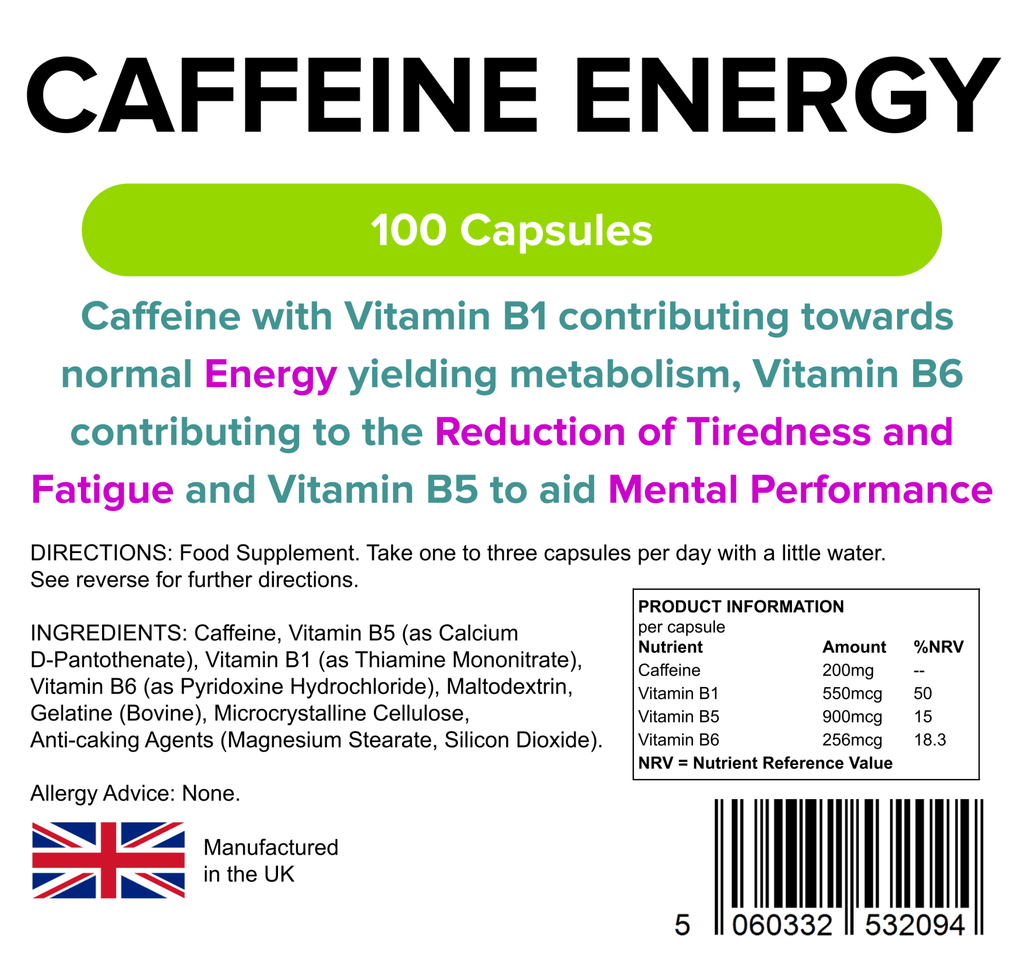Caffeine Energy 200mg Capsules