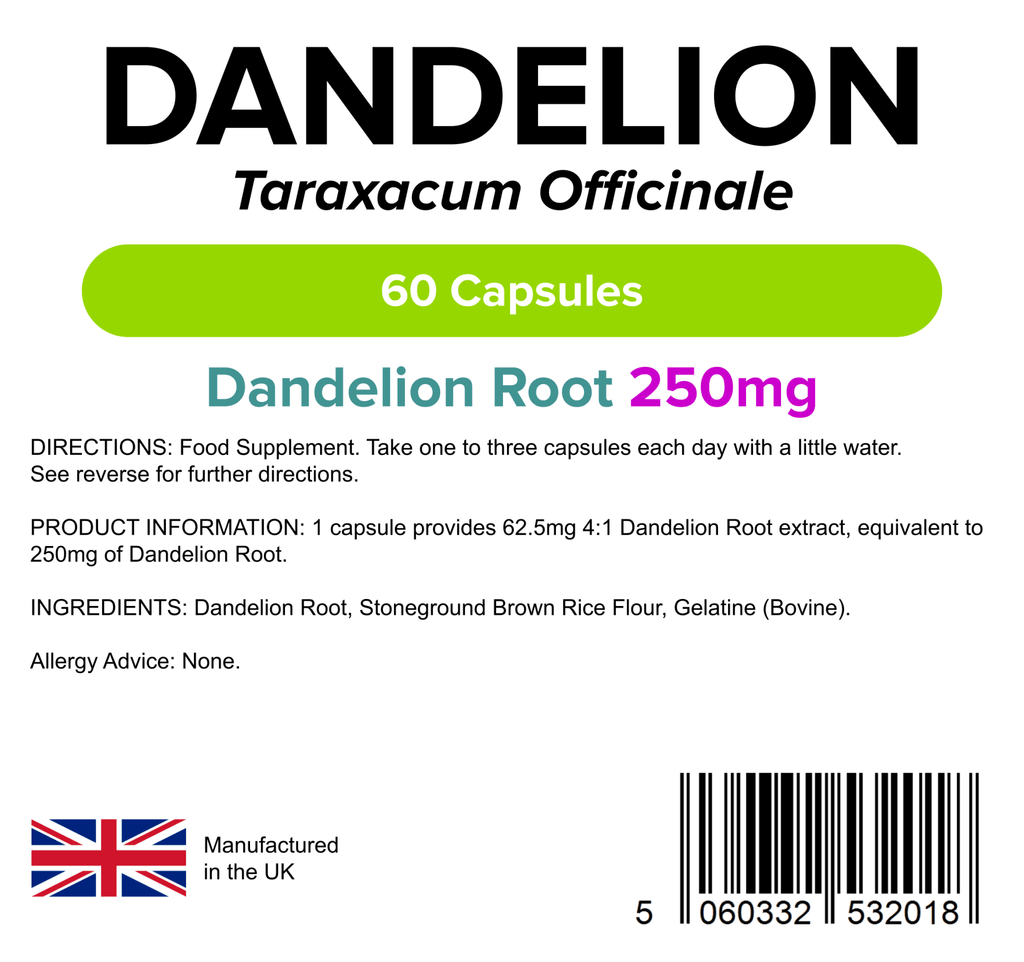 Dandelion 250mg Capsules (60 Capsules)