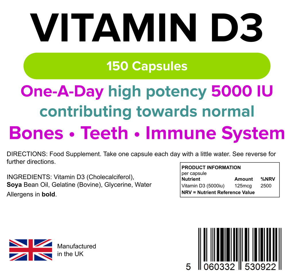 Vitamin D3 5000IU Capsules 150 Capsules